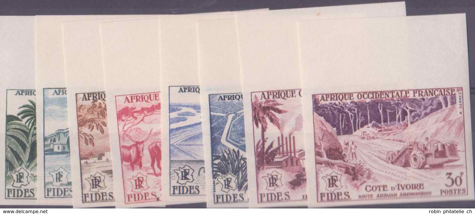 Afrique Occidentale Française Non Dentelés N° 54 à 61 Fides 8 Valeurs Bdf Qualité: ** Cote: 102 € - Neufs