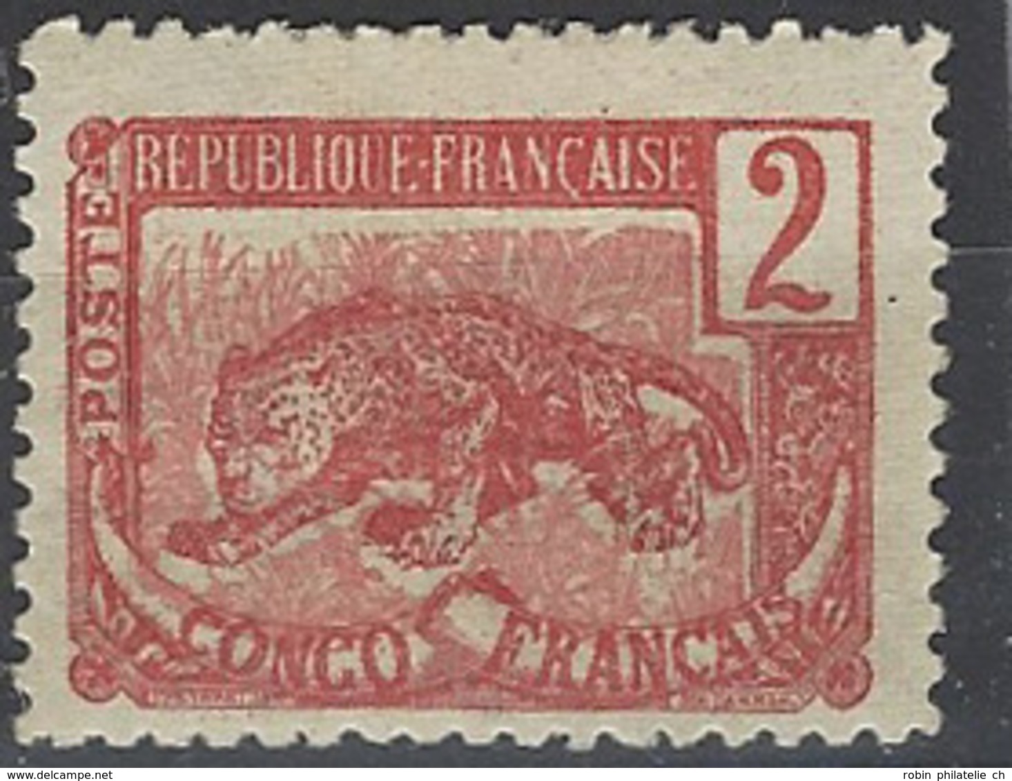 Congo Postes N° 28 B 2c Panthère Erreur De Couleur Brique Et Rose (sgné) Qualité: * Cote: 200 € - Neufs