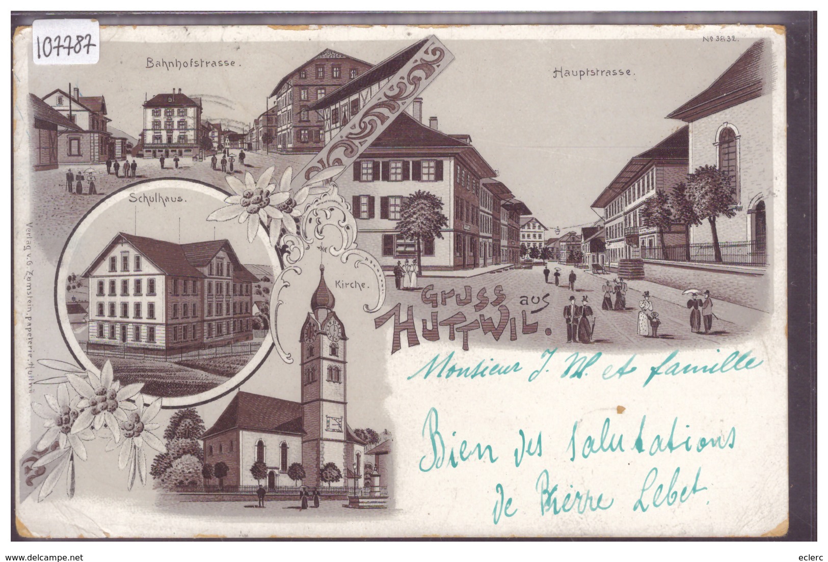 GRUSS AUS HUTTWIL - LITHO BRUNE - B ( USURE AUX ANGLES ) - Huttwil