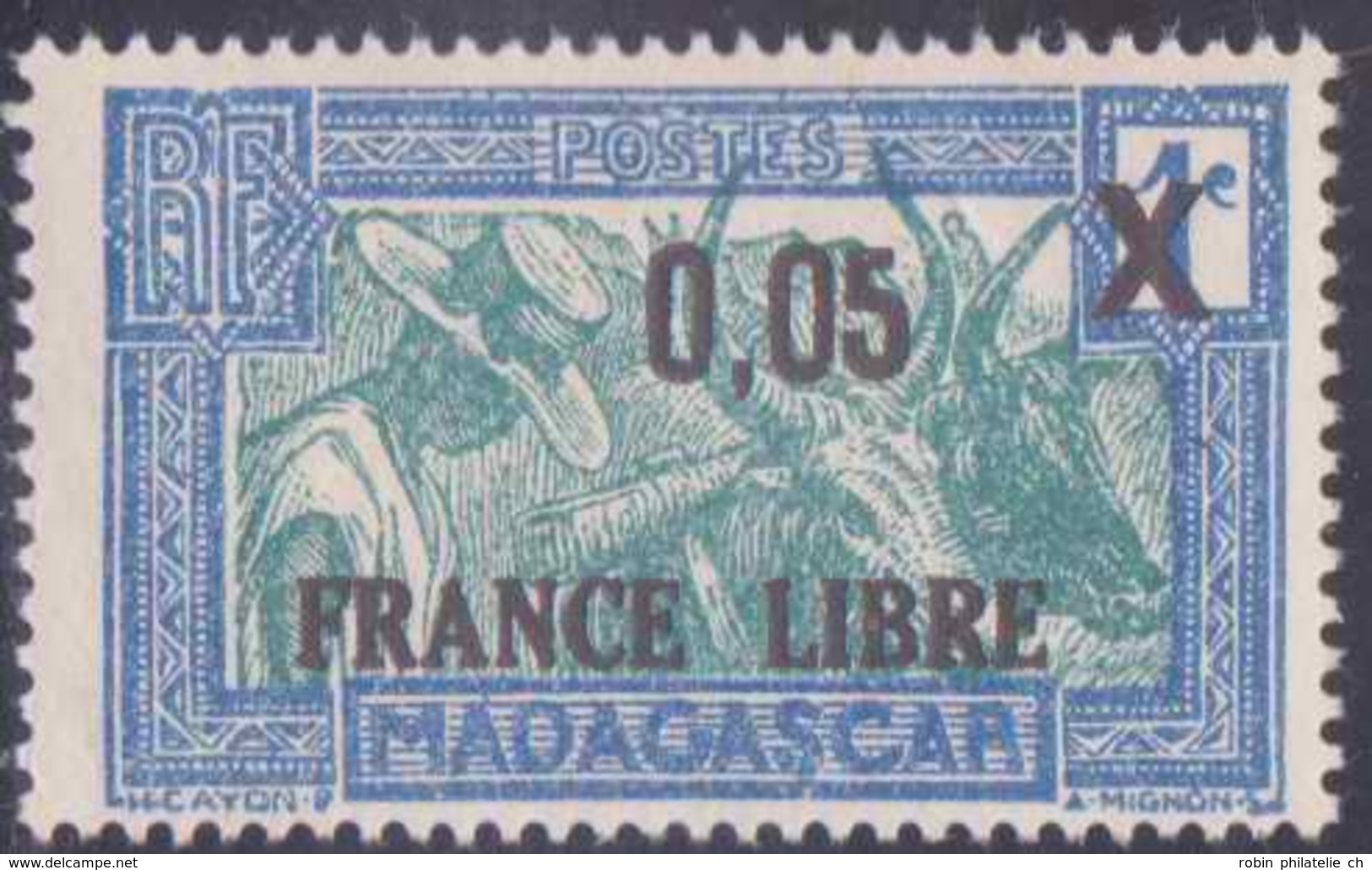 Madagascar Postes N° 240 0.05 Sur 1c France Libre Cadre Et Couleur Clairs Qualité: ** Cote: 46 € - Unused Stamps