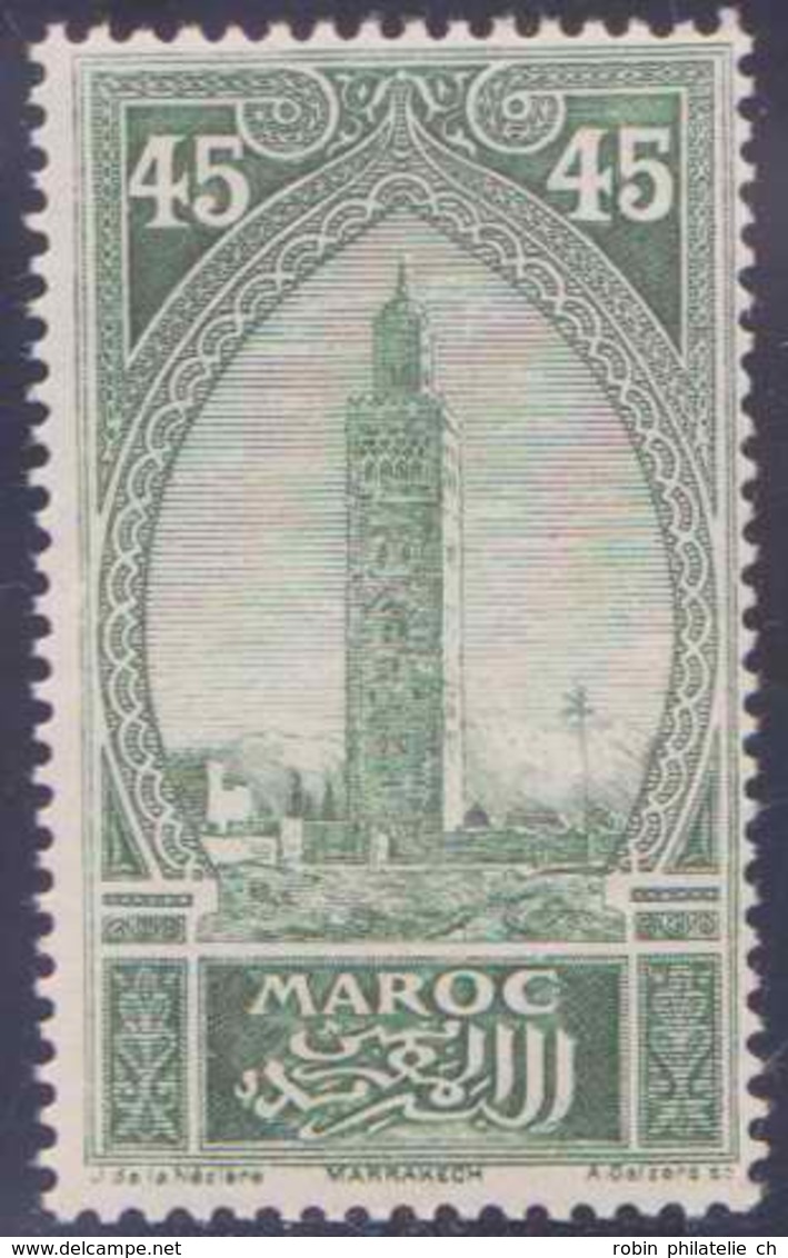 Maroc Postes N° 74 45c Koutoubia Vert Qualité: ** Cote: 30 € - Neufs