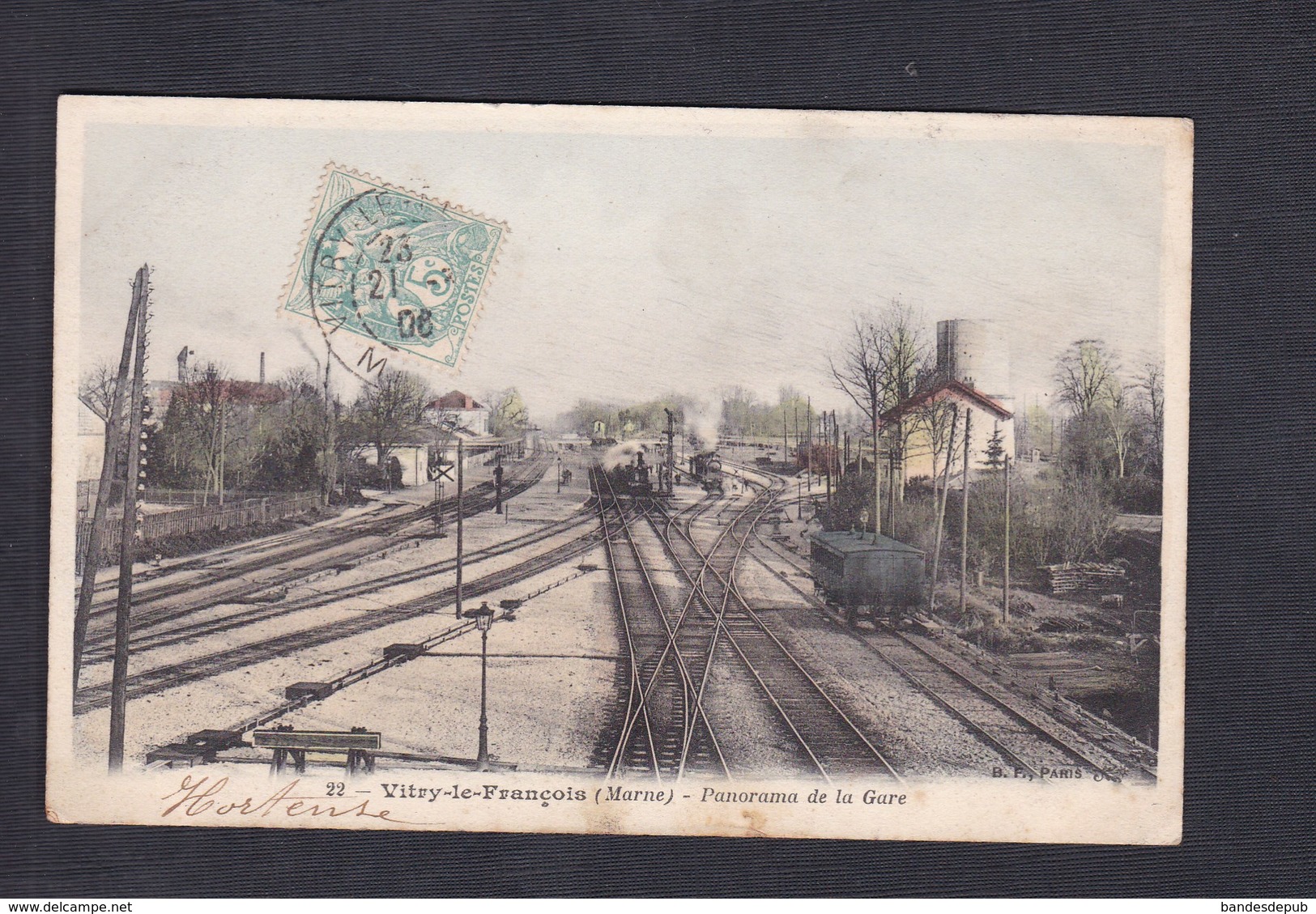 Vitry Le Francois (51)  Panorama De La Gare ( Chemin De Fer Train Colorisée B.F. ) - Vitry-le-François