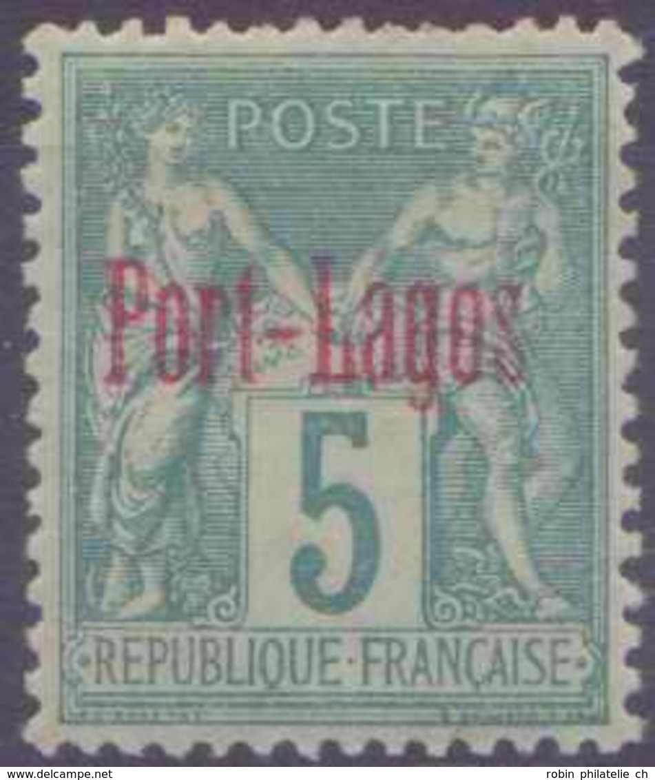 Port Lagos Postes N° 1 5c Sage Vert Qualité: * Cote: 32 € - Ungebraucht