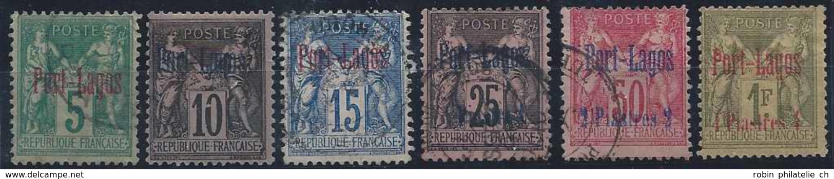 Port Lagos Postes N° 1 à 6 6valeurs (le N°6 *) Qualité: Obl Cote: 462 € - Usati