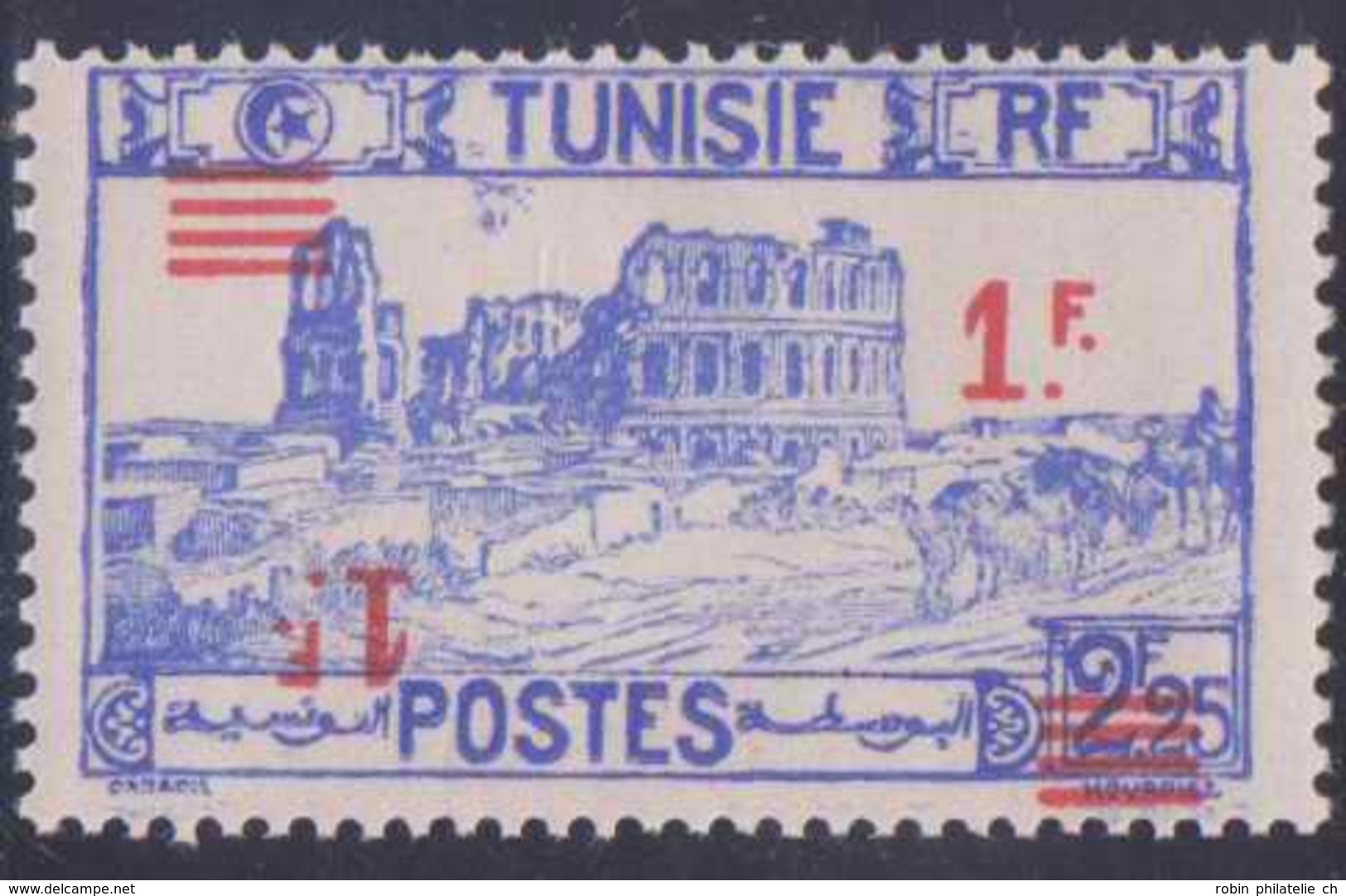 Tunisie Postes N° 226 1f Sur 2f25 Outremer Double Surcharge Dont Une Renversée Qualité: ** Cote: 0 € - Neufs