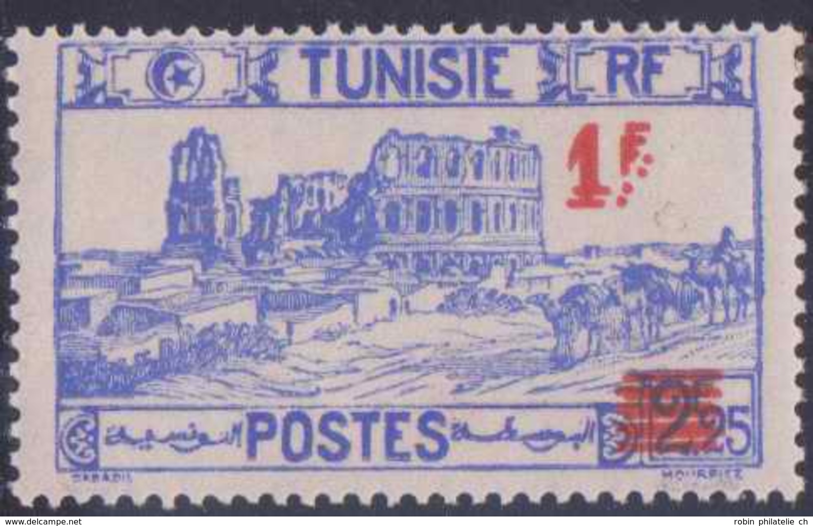 Tunisie Postes N° 226 1f Sur 2f25 Outremer Double Surcharge  Qualité: ** Cote: 0 € - Neufs