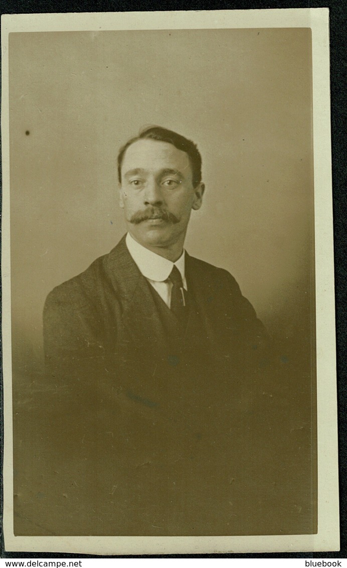 Ref 1243 - Early Real Photo Postcard - Man With Moustache - Leicester Photographer - Photographs