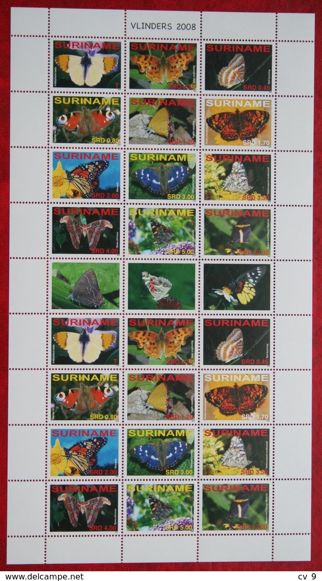 Surinam  Suriname 2008 Butterflies Papillons Mariposas Schmetterlinge Borboletas (ZBL 1499-1510 Mi 2172) POSTFRIS MNH ** - Suriname