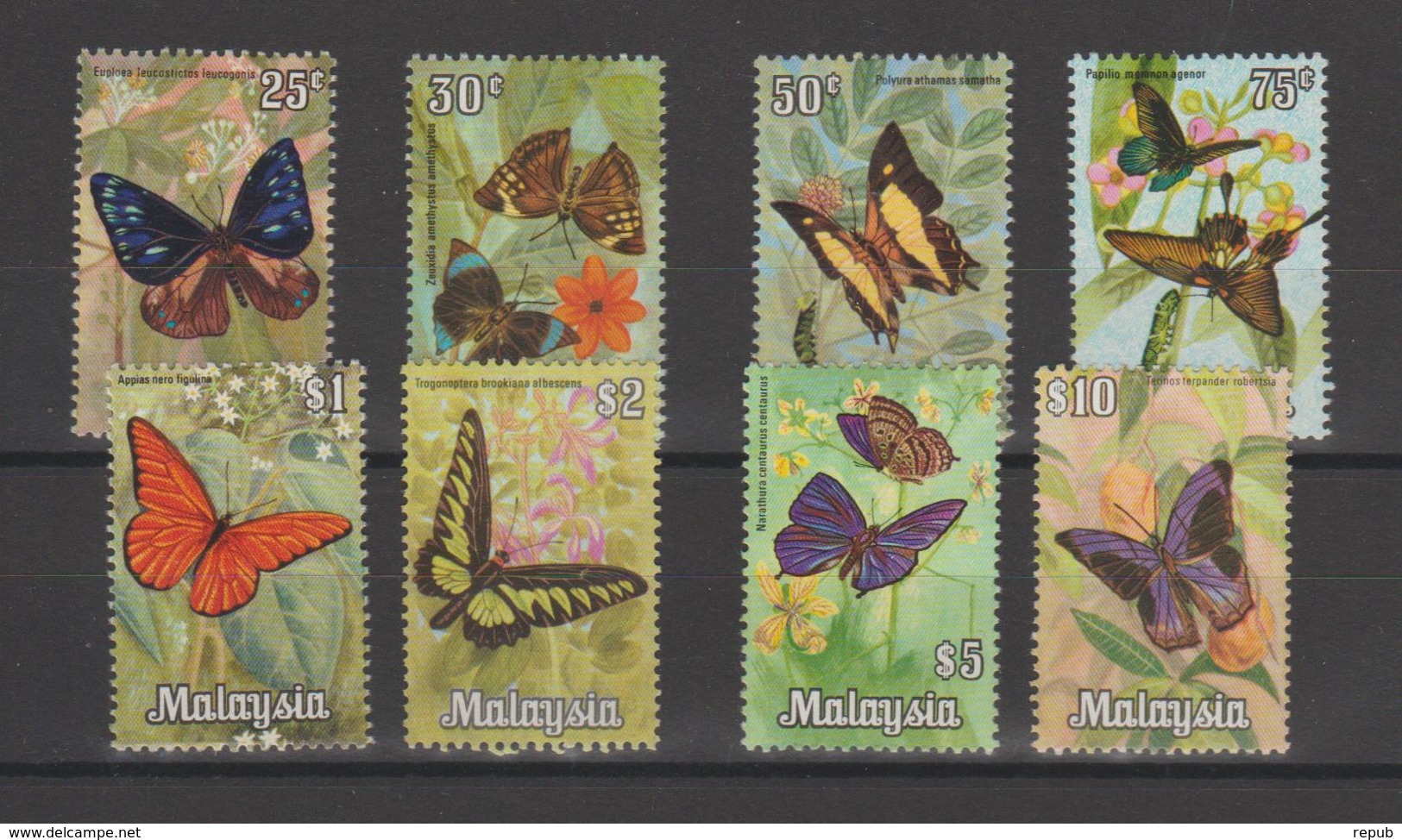 Malaisie 1970 Papillons Série 68-75 8 Val ** MNH - Malaysia (1964-...)