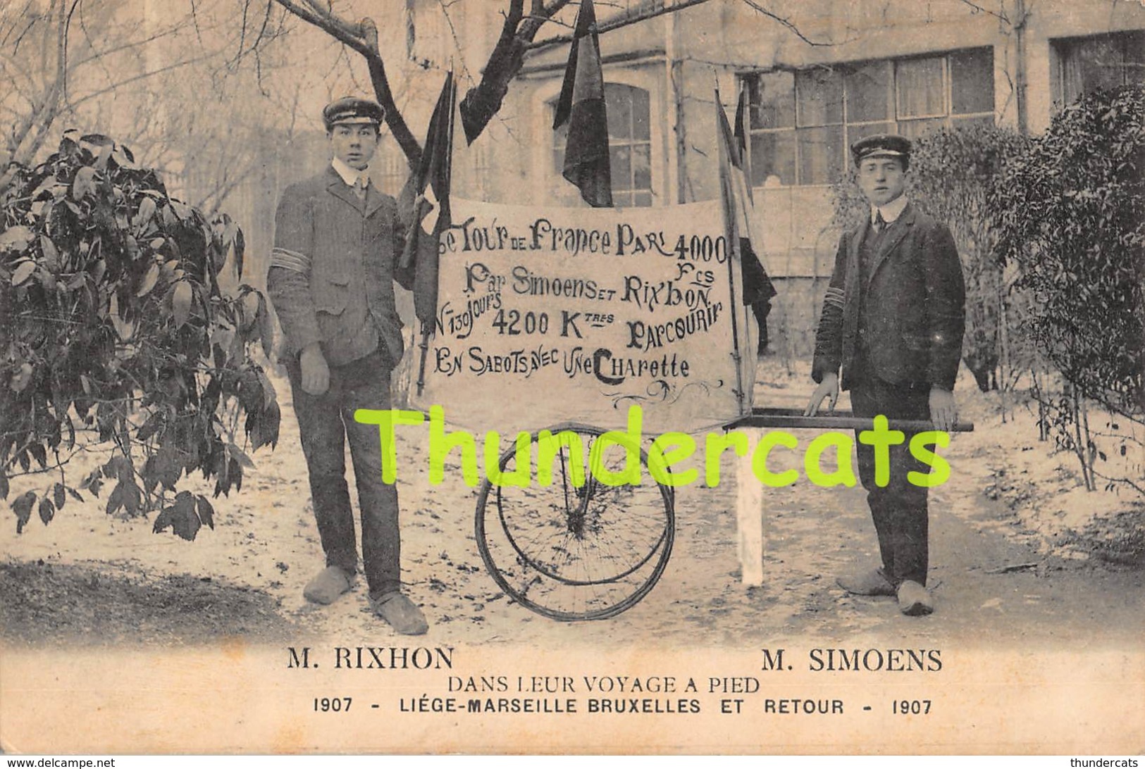 CPA LE TOUR DE FRANCE PAR RIXHON SIMOENS DANS LEUR VOYAGE A PIED LIEGE MARSEILLE BRUXELLES ET RETOUR 1907 - Andere & Zonder Classificatie