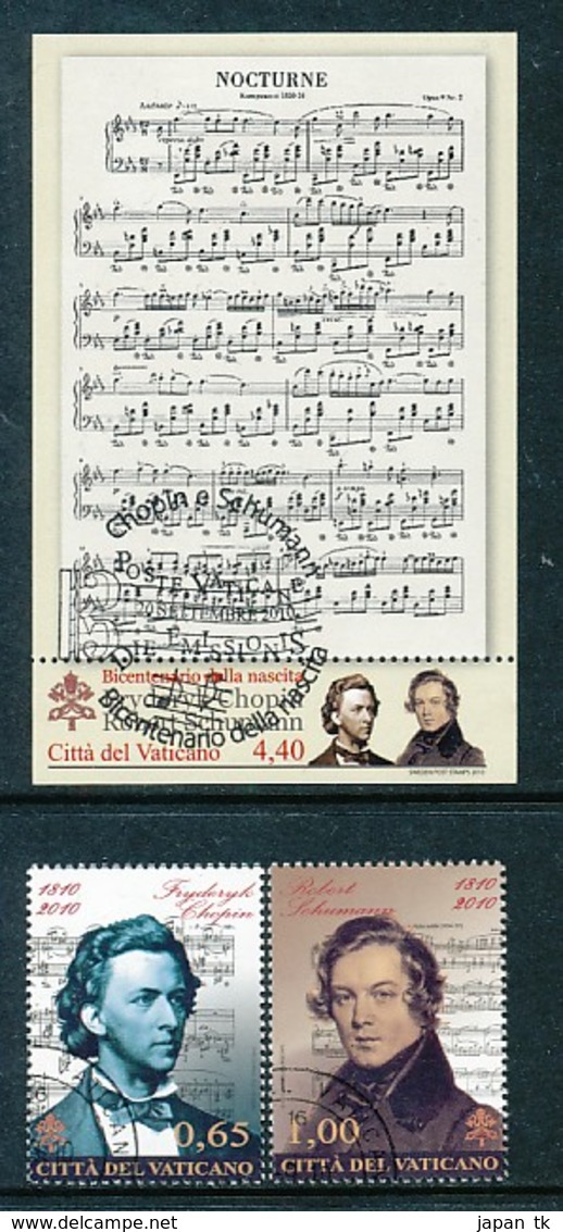 VATIKAN Mi.Nr. 1677-1678, Block 34 200. Geburtstage Von Fryderik Chopin Und Robert Schumann - Siehe Scan - Used - Oblitérés