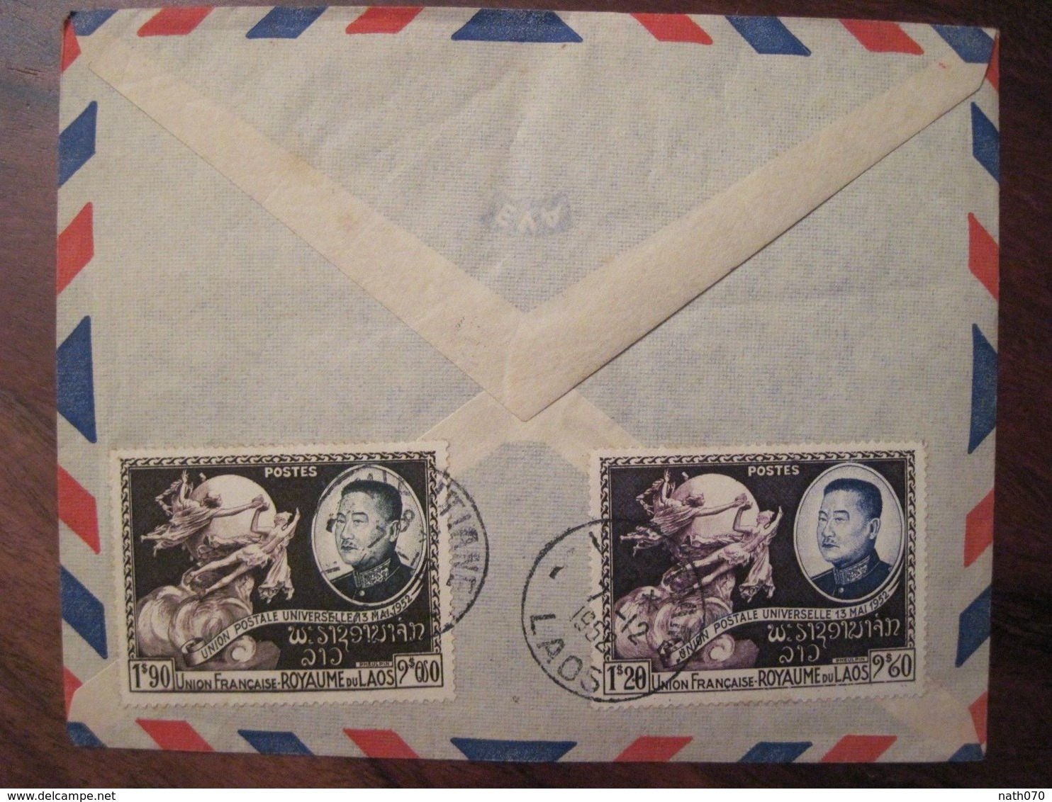 LAOS 1952 Cover Kingdom Union Française UPU King Sisavang Vong AirMail Indo Chine France Colonie Enveloppe Indochine - Oblitérés