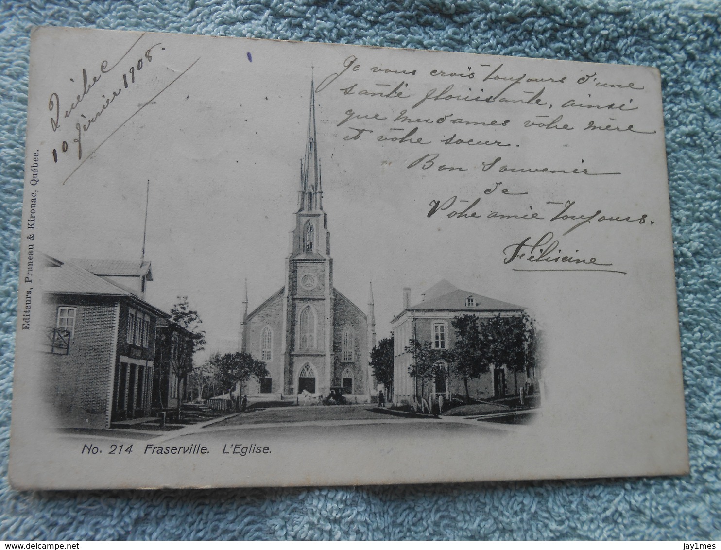 Cpa Canada Québec Fraserville église 1908 - Autres & Non Classés