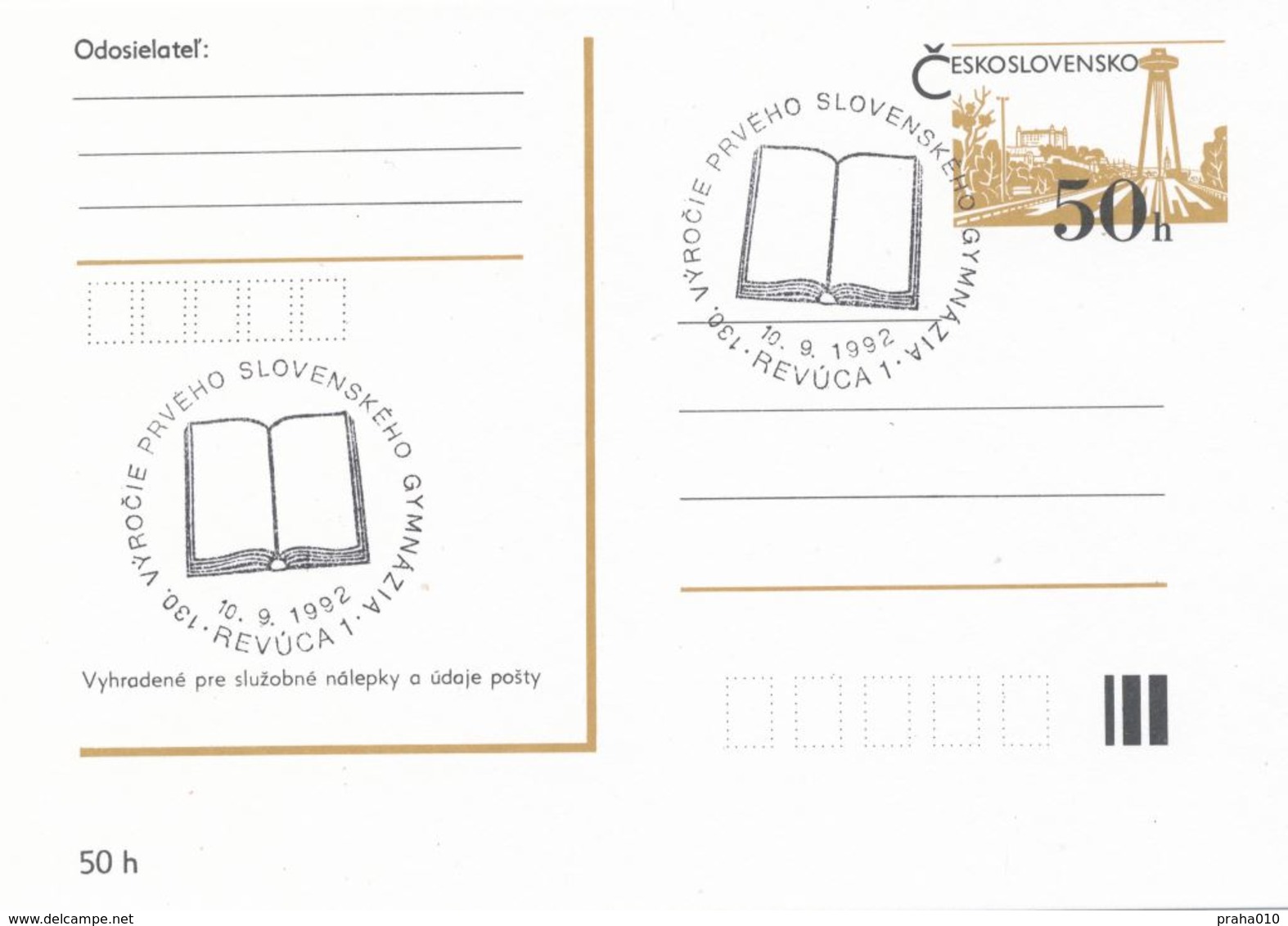 I0500 - Tschechoslowakei (1992) Revuca 1: 130. Jahrestag Des Ersten Slowakischen Gymnasiums - Sonstige & Ohne Zuordnung