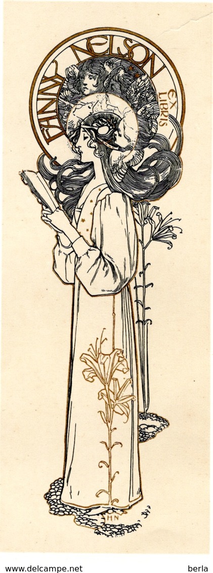 EX-LIBRIS Fanny NELSON .-"ART-NOUVEAU" 1898 - Ex-libris