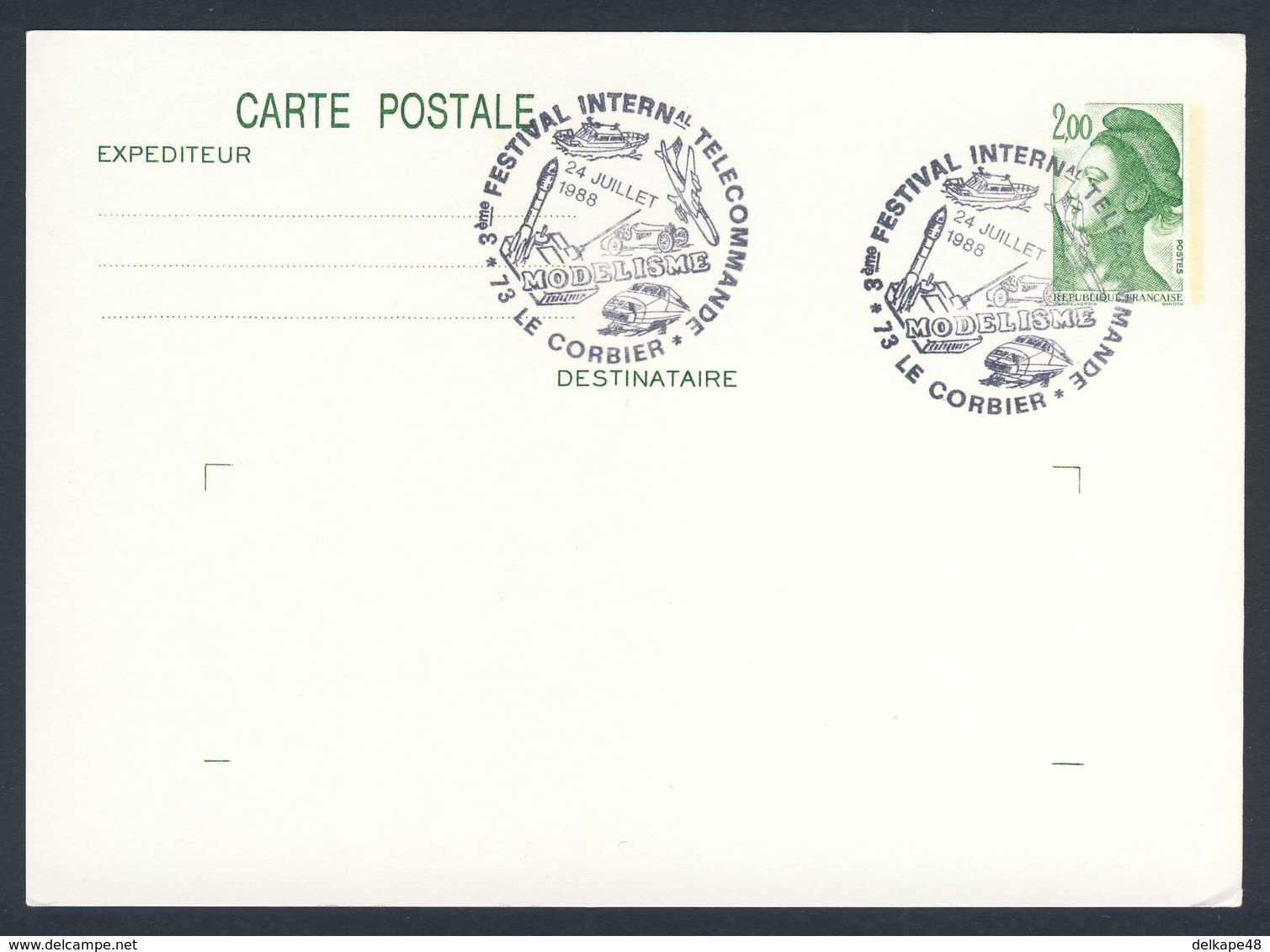France Rep. Française 1988 Card / Karte / Carte - 3e Festival Int. Telecommande - Modelisme / Fernbedienung - Treinen