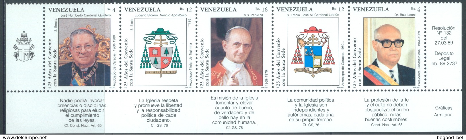 VENEZUELA  - MNH/** - 1989 - ST SIEGE - Yv 1444-1448 - Lot 18476 - Venezuela