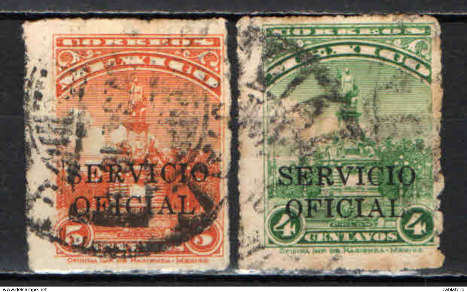 MESSICO - 1932 - MONUMENTO A COLOMBO CON SOVRASTAMPA "SERVICIO OFICIAL" - USATI - Messico