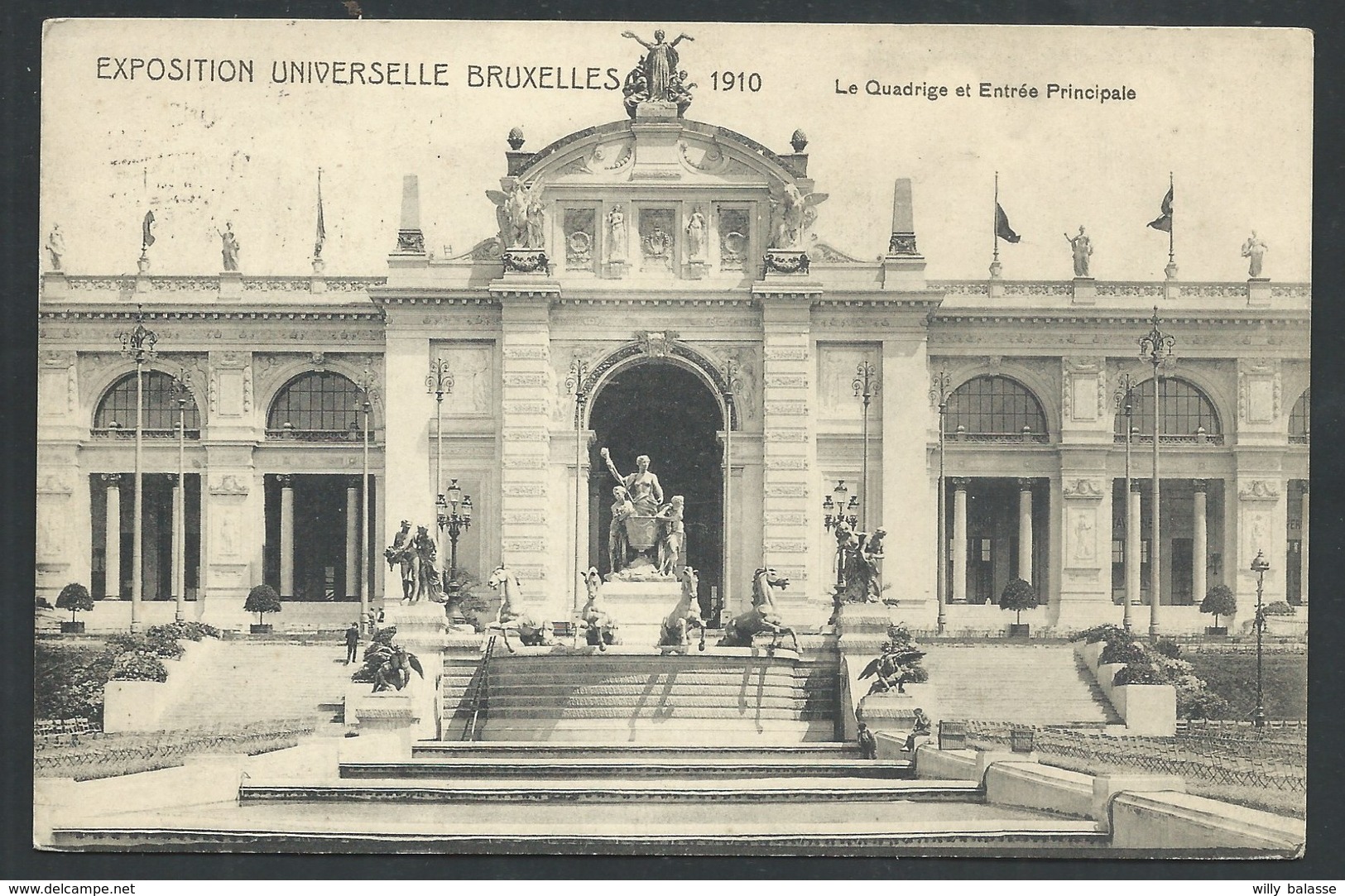 +++ CPA - BRUSSEL - Exposition BRUXELLES 1910 - Le Quadrige Et Entrée Principale   // - Wereldtentoonstellingen