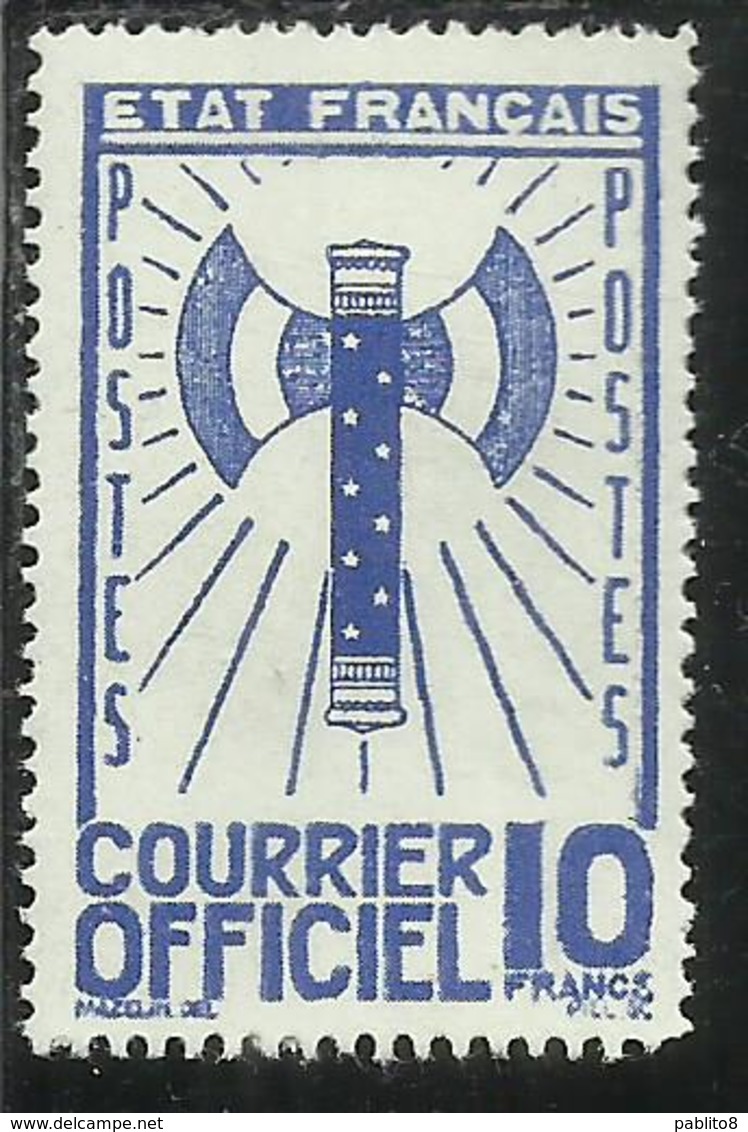 FRANCIA FRANCE 1942 1943 SERVICE SERVIZIO COURRIER OFFICIEL 10f MNH - Neufs