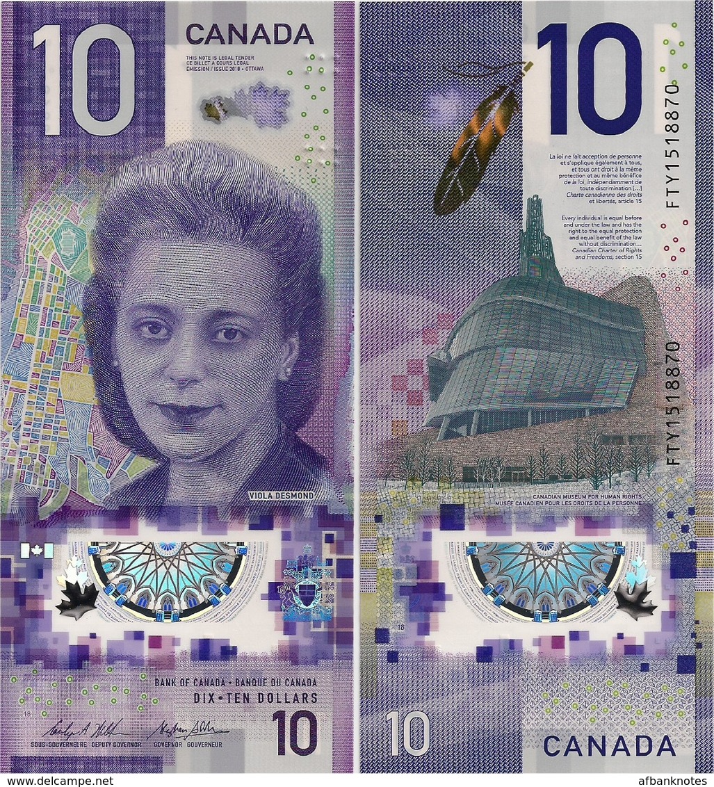 CANADA      10 Dollars     P-New      2018      UNC - Canada