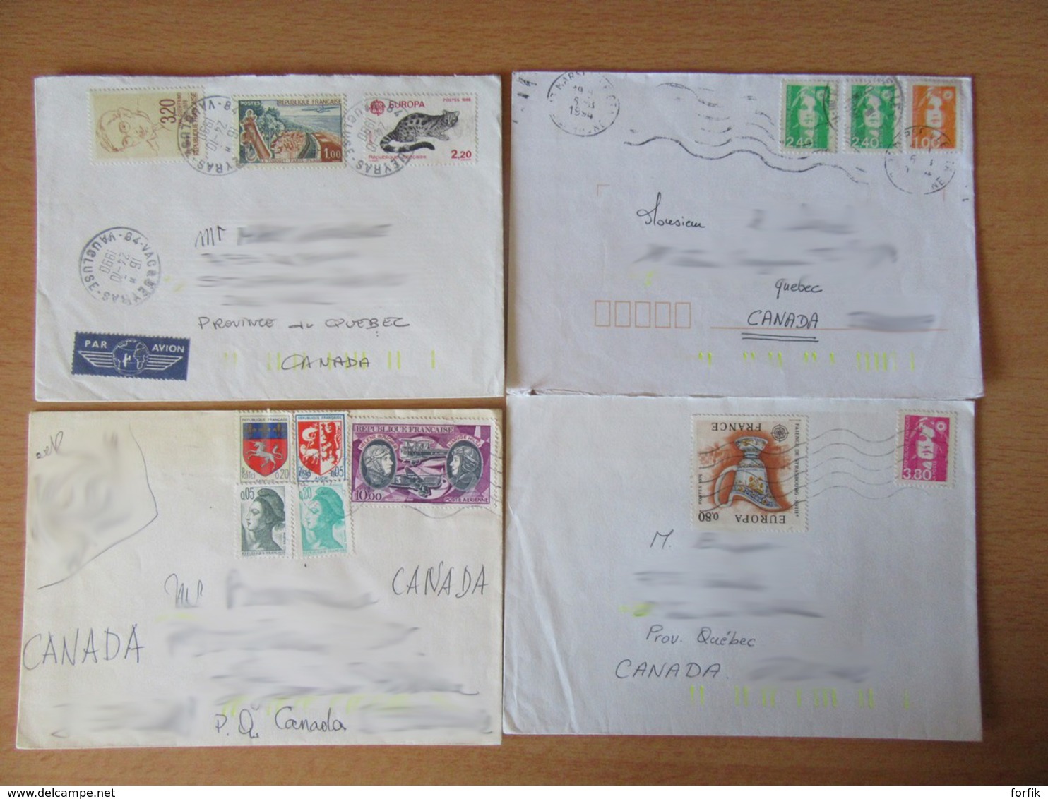 France Vers Canada / Québec - Lot De 40 Enveloppes Timbrées Modernes - Gros Affranchissements Et Timbres Variés - Collections