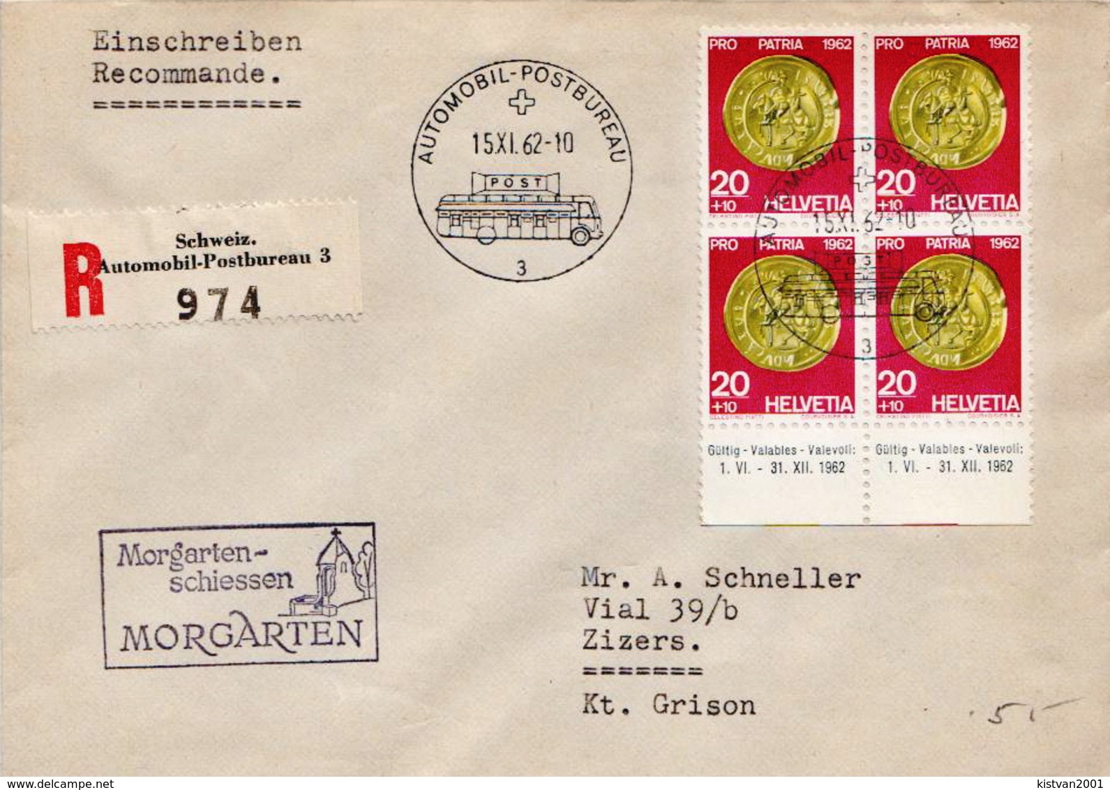 Postal History: Switzerland Registered Cover With Automobil Postbureau Cancel - Covers & Documents