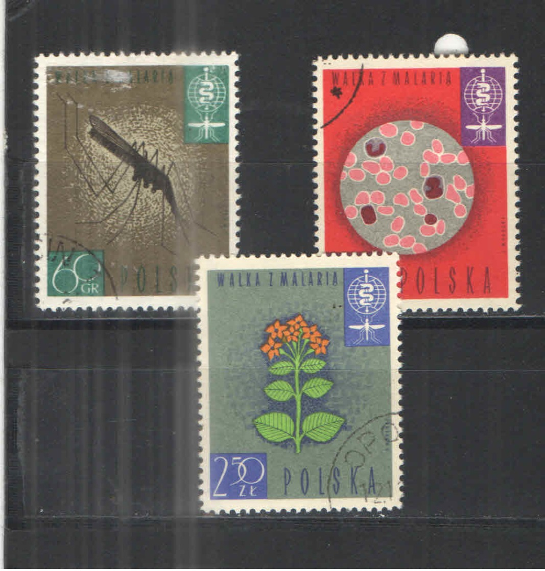 Polonia PO 1962 Malaria Fiori E  Scott.1087/1089+See Scan On Schaubek Page; - Usati