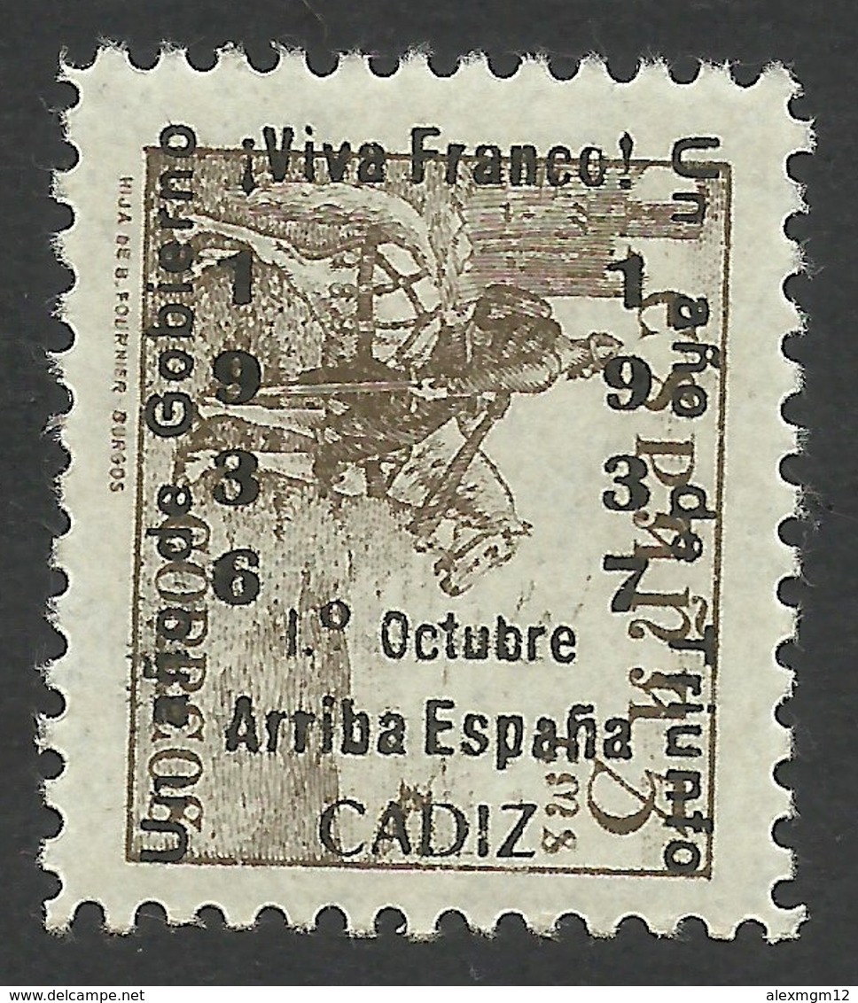 Spain, Cadiz 5 C. 1937, Mi # 19, MH - Nationalist Issues