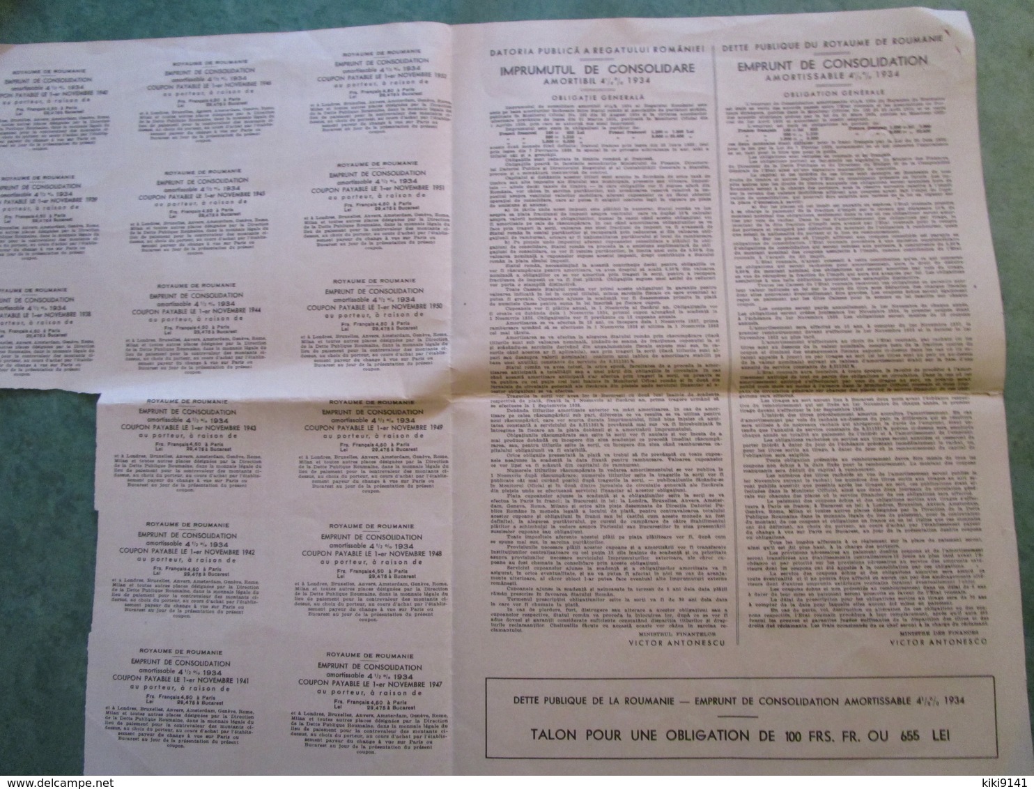 ROYAUME De ROUMANIE - Emprunt De Consolidation - Obligation Au Porteur De 100 Francs Français N° 5770 - P - R