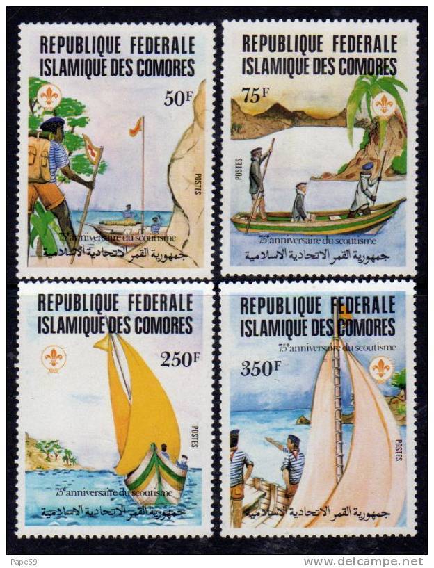 Comores N° 362 / 65 X  75ème Anniversaire Du Scoutisme  Les 4 Valeurs  Trace De Charnière Sinon TB - Comores (1975-...)