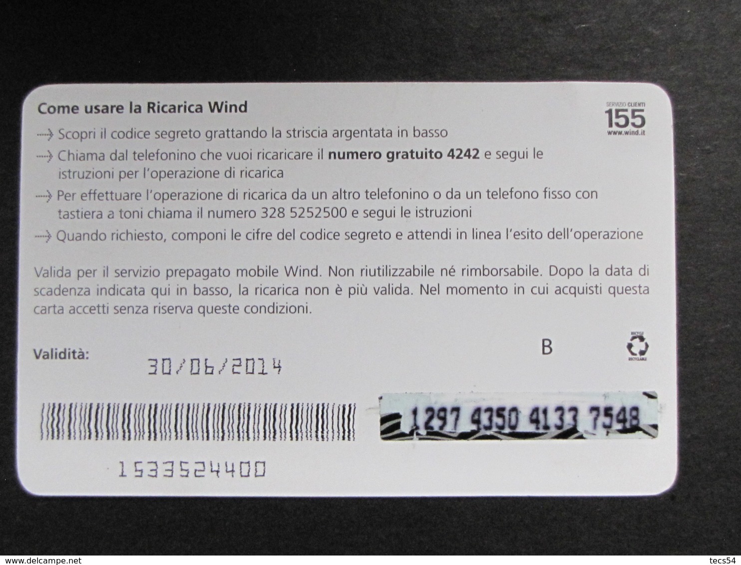 ITALIA WIND - GO WIND - 30/06/2014 USATA - [2] Handy-, Prepaid- Und Aufladkarten