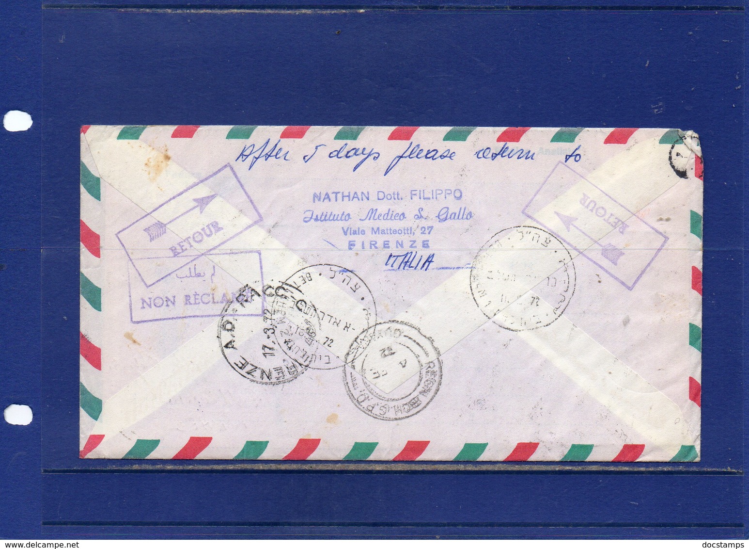 ##(DAN1812)-POSTAL HISTORY-Guyana 1972-Airmail Registered Cover To Israel, Retour To Sender To Italy-Christmas - Navidad