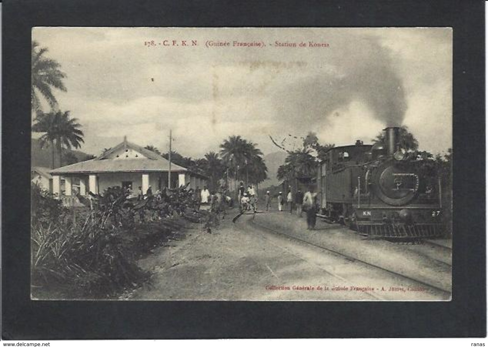 CPA Guinée Afrique Noire écrite Gare Chemin De Fer Train KOURIA - Guinée Française