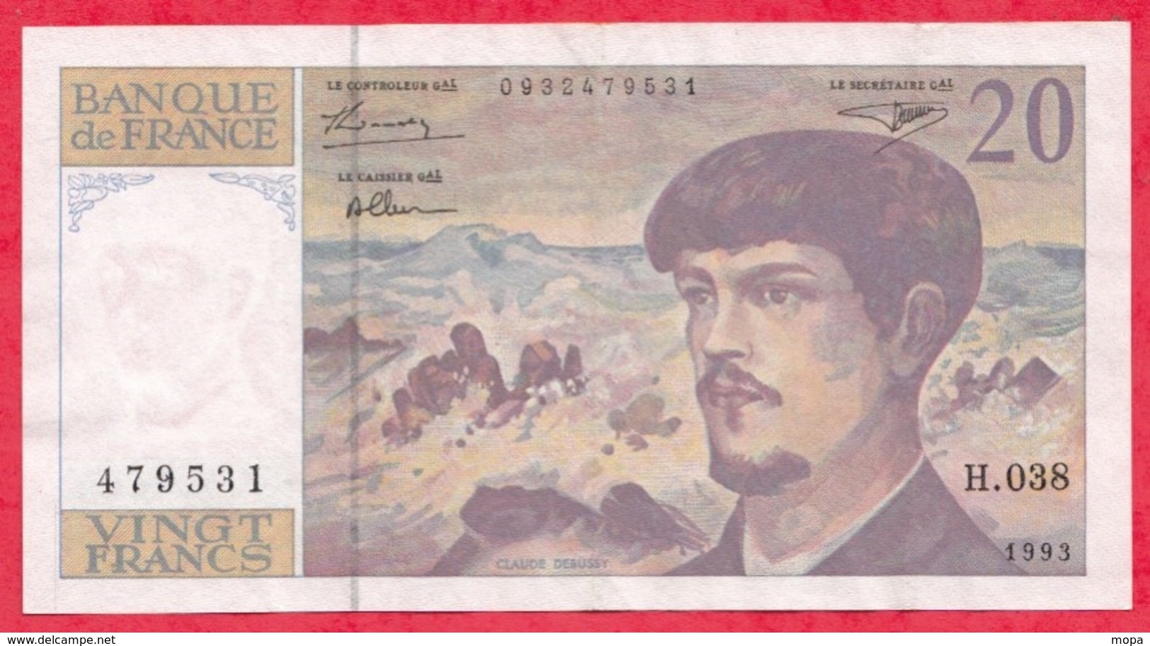 10 Francs "Debussy" 1993 -------VF/SUP-----Série H.038 - 20 F 1980-1997 ''Debussy''