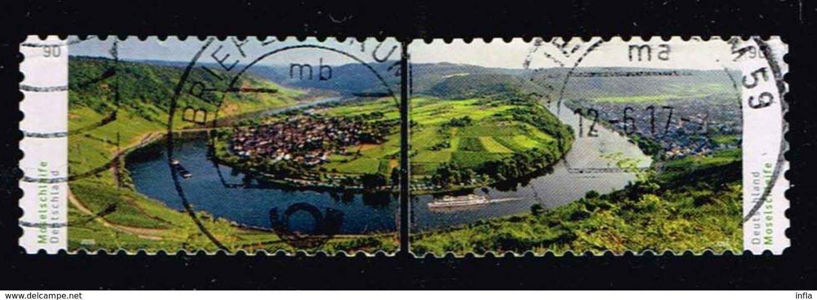 Bund 2016, Michel# 3241 - 3242 O     Deutschlands Schönste Panoramen - Moselschleife  Selbstklebend, Self-adhesive - Usados