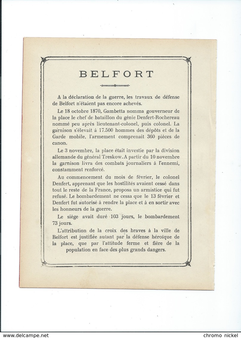 BELFORT Défense Héroïque Armée Française  Protège-cahier Couverture 220 X 175  Bon état 3 Scans - Protège-cahiers