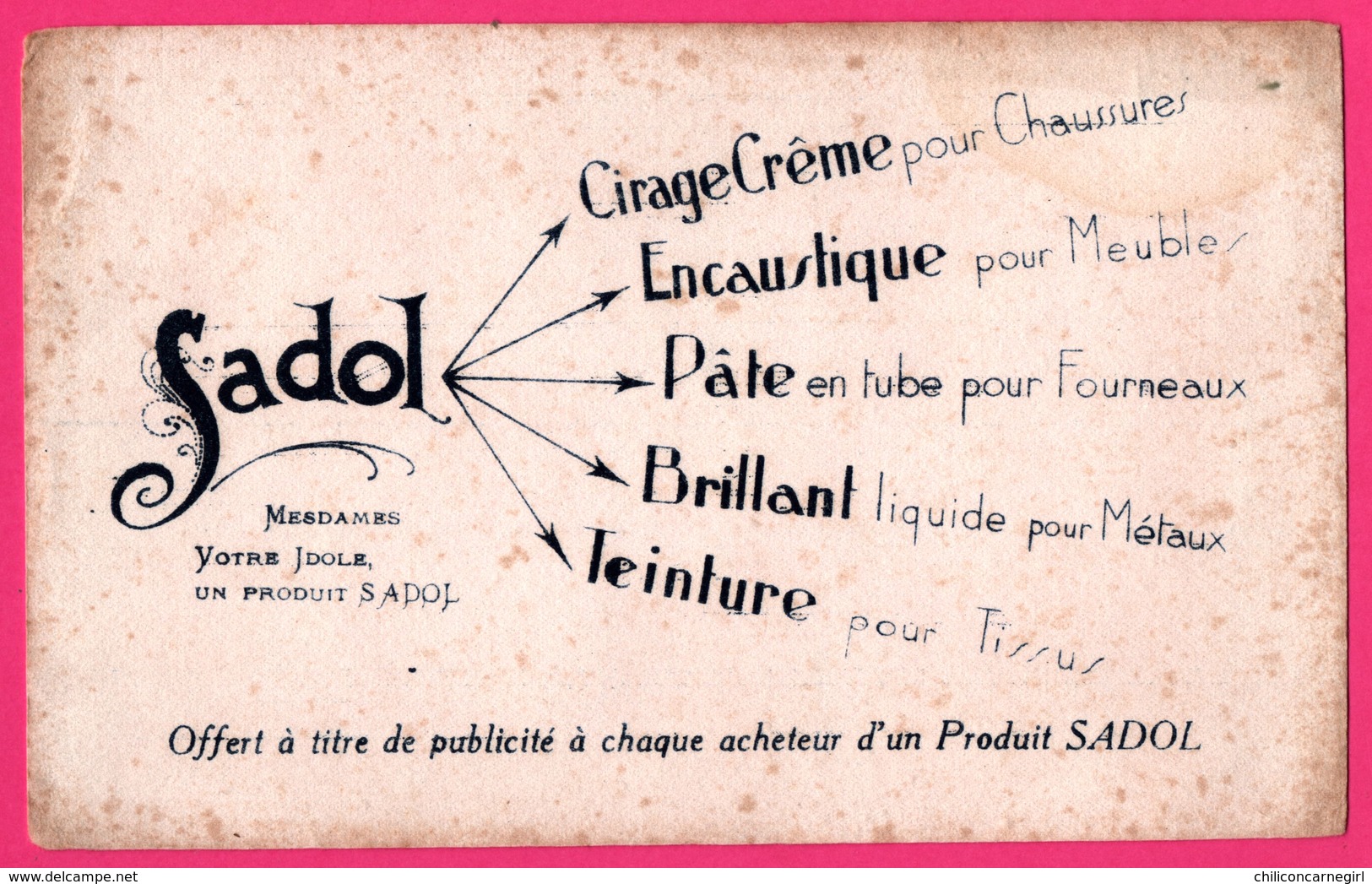 BUVARD - SADOL - Cirage Chaussures - Encaustique Meuble - Pâte Fourneaux - Brillant Métaux - Teinture Tissus - Wassen En Poetsen