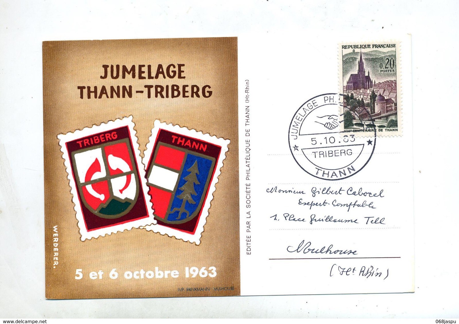 Carte Cachet Thann Jumelage Triberg - Cachets Commémoratifs