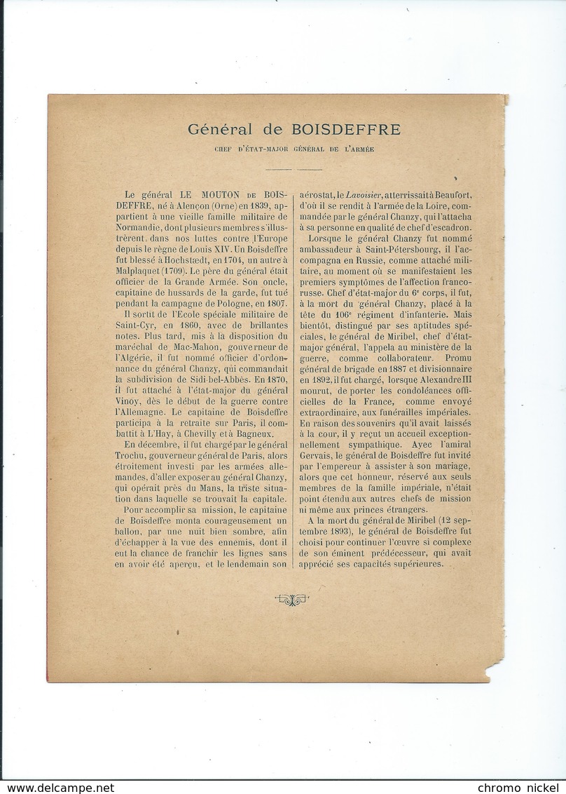 Général De Boisdeffre Alençon Galerie Contemporaine Armée Française Protège-cahier Couverture 220x175  Bon état 3 Scans - Coberturas De Libros