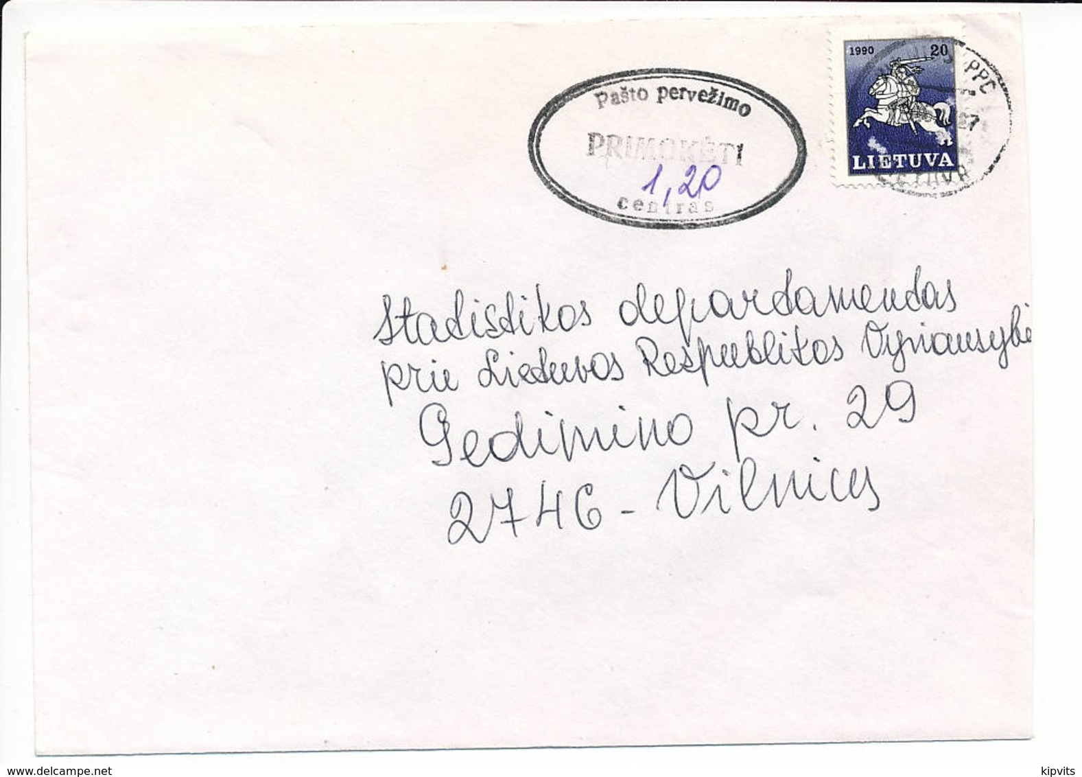 Pašta Pervežimo Primoketi Postage Due Porto Nachgebühr Cover - 1995 Vilnius Centras - Lituanie