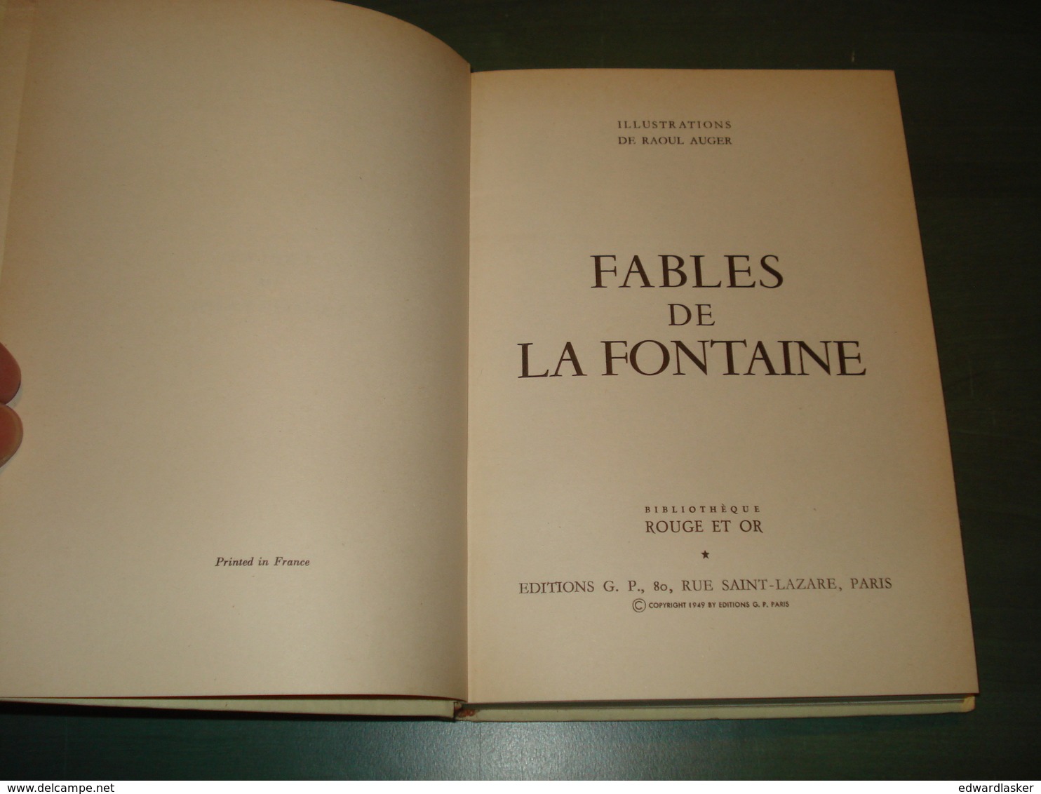 Bibl. ROUGE ET OR N°4 : Fables De LA FONTAINE - 1949 - Raoul Auger - Bibliothèque Rouge Et Or