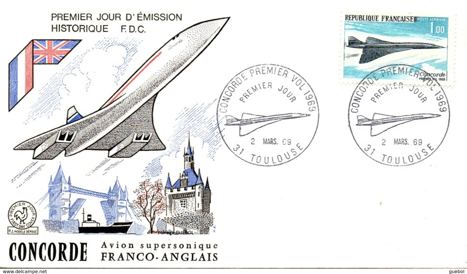 FDC / Premier Jour First Day Cover N° PA  43 - Concorde, Avion Supersonique à Toulouse - Non Classificati