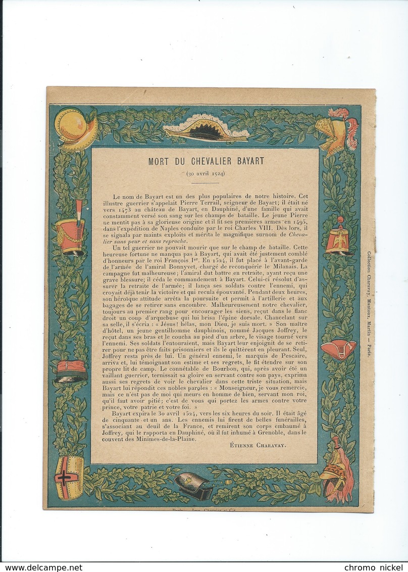 BAYARD Mort Du Chevalier (1524) Protège-cahier Couverture 220 X 175  Bon état 3 Scans - Protège-cahiers