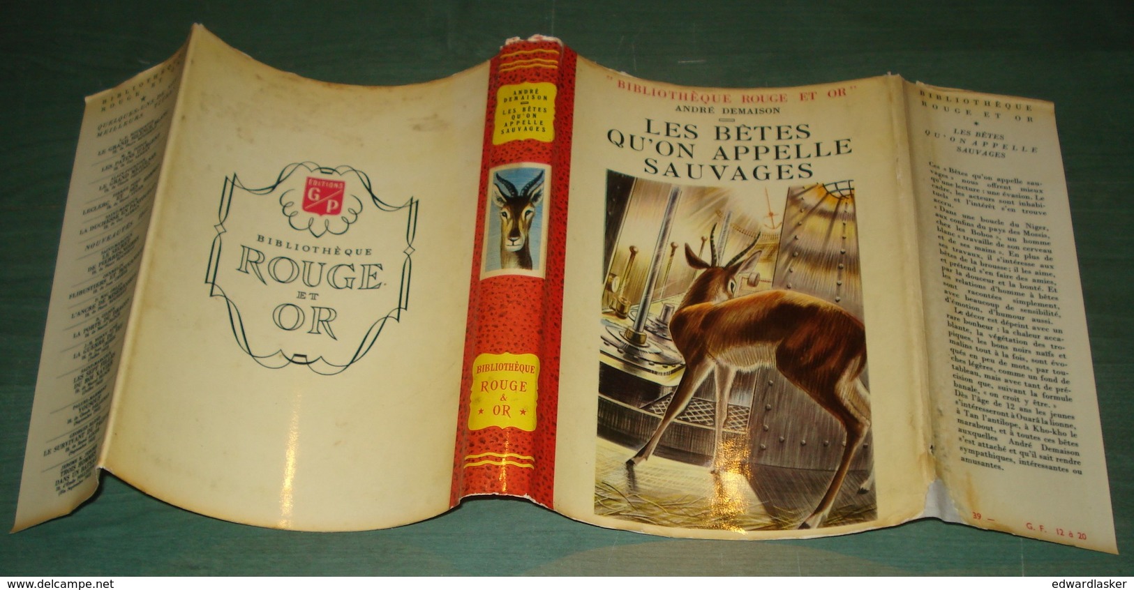 Bibl. ROUGE ET OR N°39 : Les Bêtes Qu'on Appelle Sauvages //André DEMAISON - 1950 - Jean Chièze - Bibliotheque Rouge Et Or