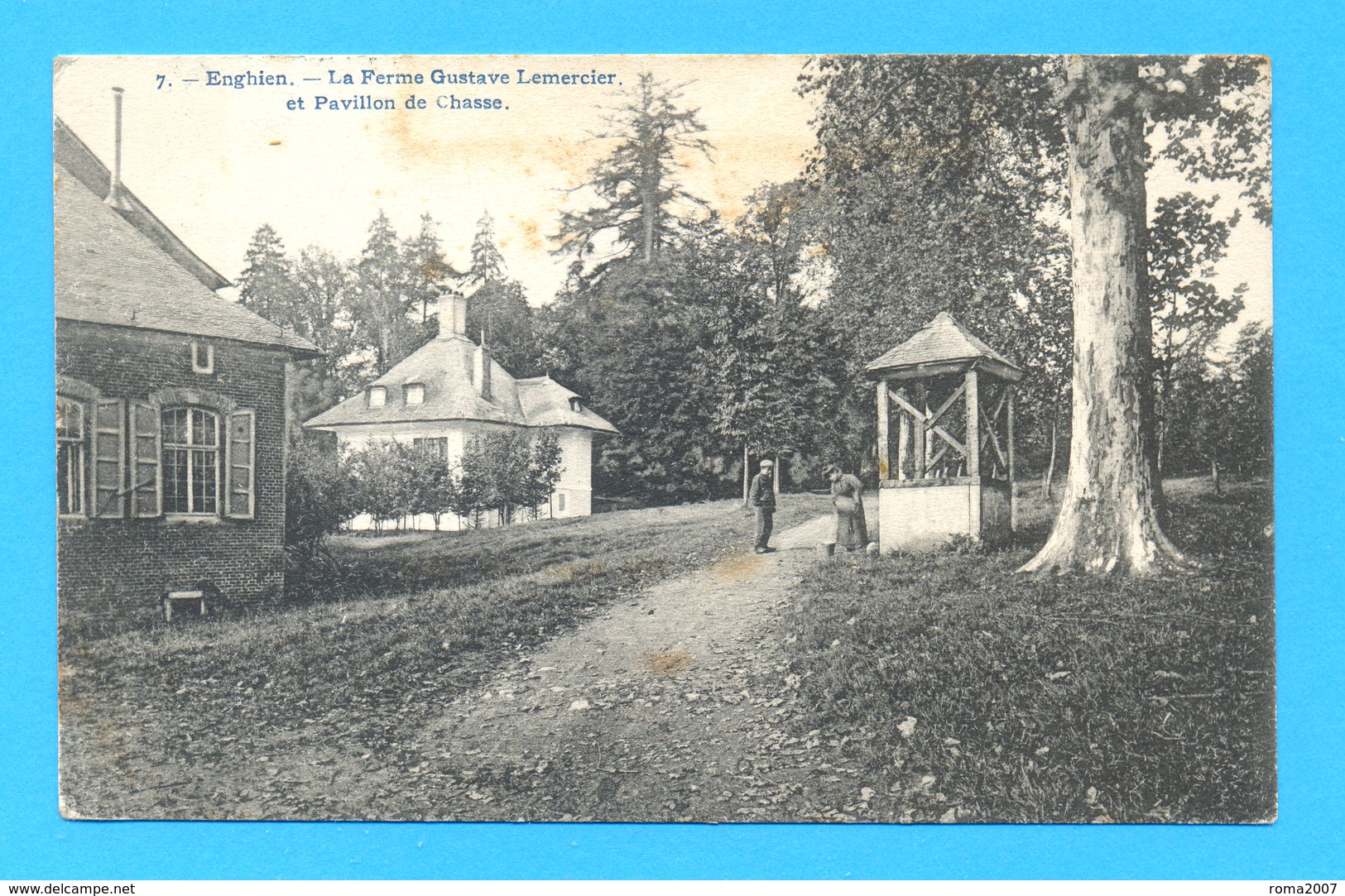 PK/CP  ENGHIEN  1915 :  La Ferme Gustave Lemercier Et Pavillon De Chasse. STEMPEL : ENGHIEN 15 EDINGEN. - Edingen