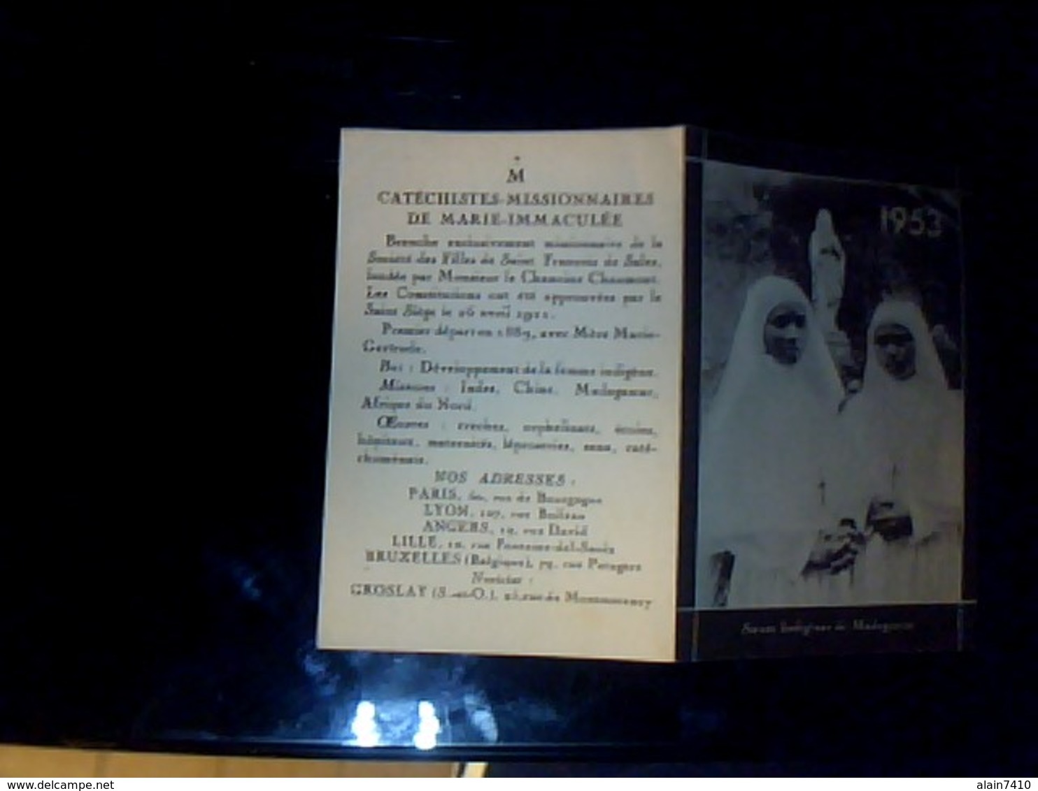 Calendrier Petit Format Catéchiste Missionnaires De Marie Immaculée Annee 1953 - Petit Format : 1941-60