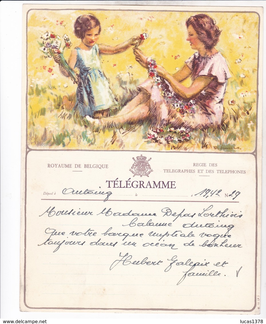 TELEGRAMME DE PHILANTROPIE / NAISSANCE / FEMME ENFANT FLEURS / DEPART ANTOING - Telegrams