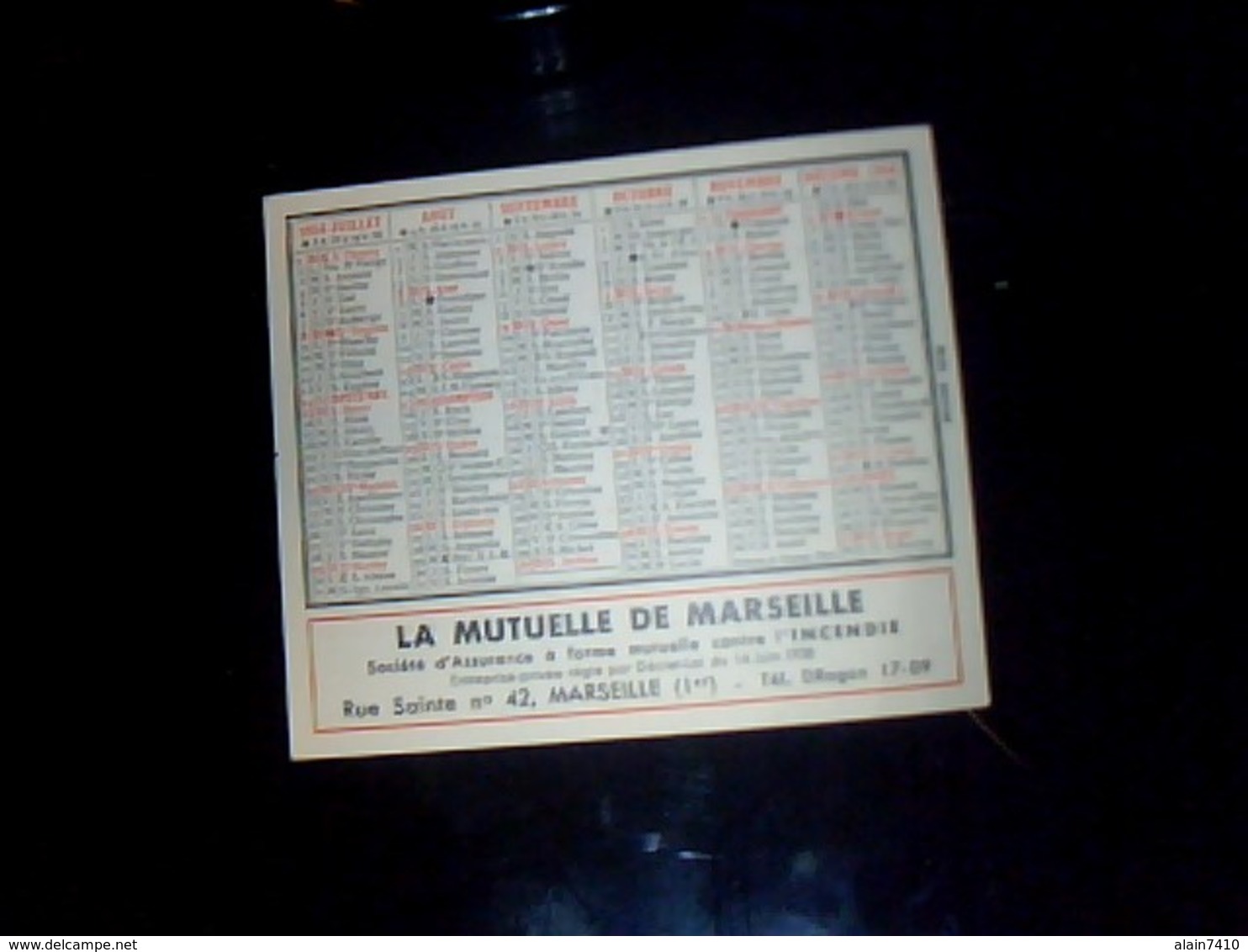 Calendrier Petit Format La Mutuelle De Marseille  Annee 1956 - Petit Format : 1941-60