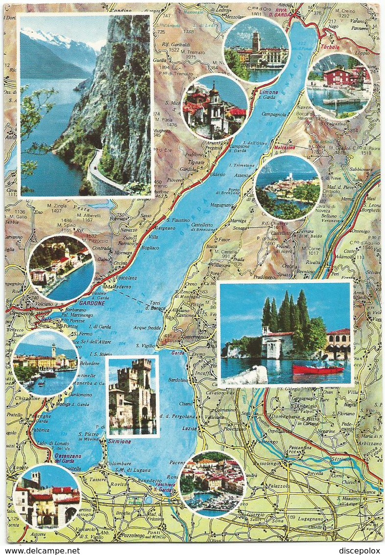 V3194 Lago Di Garda - Carta Geografica Map Carte Geographique / Viaggiata - Carte Geografiche